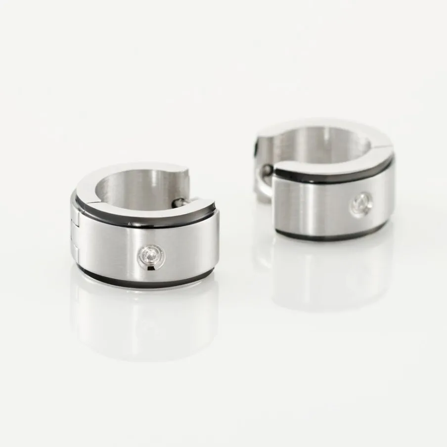 JOURDAN Créoles Ios Acier Blanc Oxyde De Zirconium