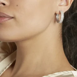 Histoire d'Or Créoles Jovan Argent Blanc Oxyde De Zirconium