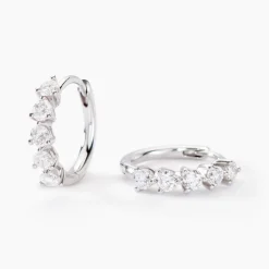 Histoire d'Or Créoles Katana Or Blanc Diamant Synthétique