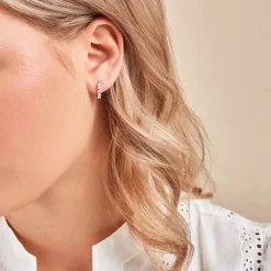 Histoire d'Or Créoles Katana Or Blanc Diamant Synthétique