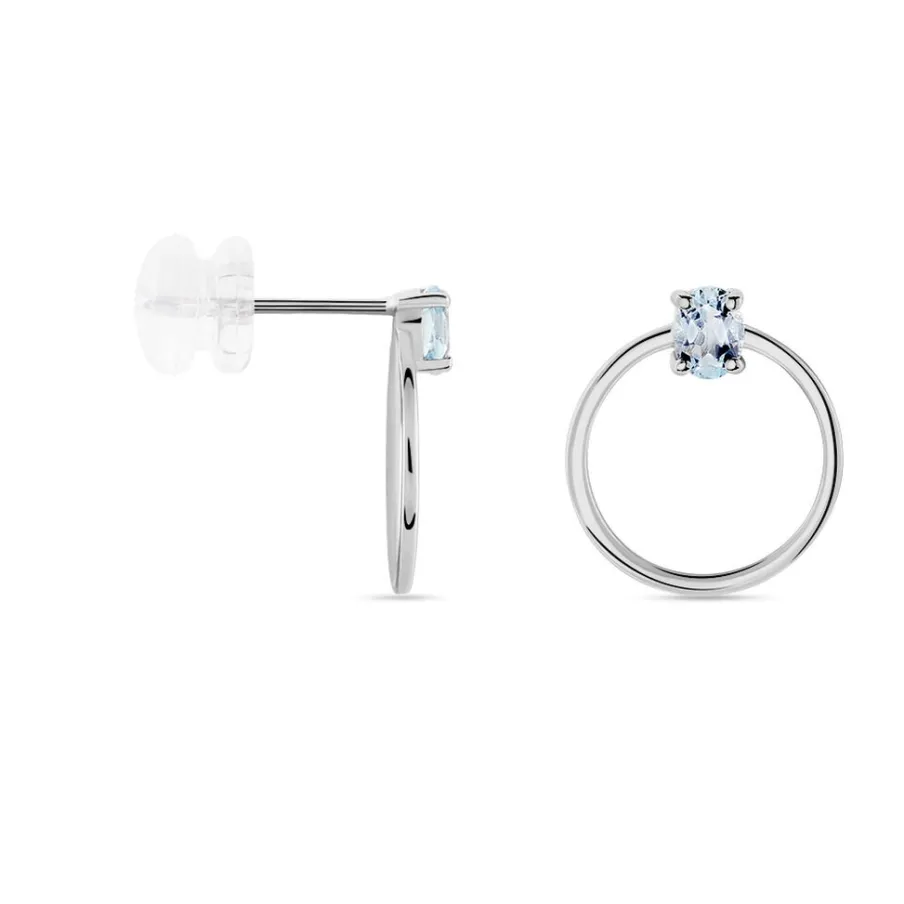 Histoire d'Or Créoles Kip Or Blanc Topaze