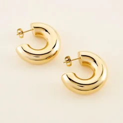 Créoles Letty Acier Jaune Sans Pierre-Histoire d'Or Clearance