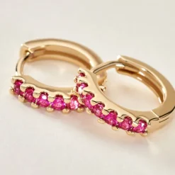 Histoire d'Or Créoles Marty Plaqué Or Jaune Spinelle Synthétique