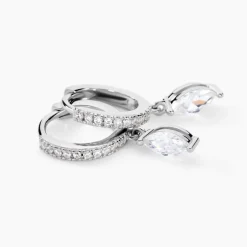 Histoire d'Or Créoles Ninette Argent Blanc Oxyde De Zirconium