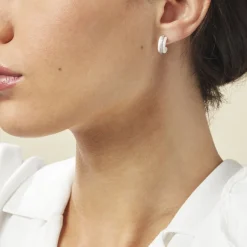 Histoire d'Or Créoles Noci Argent Blanc Céramique Et Oxyde De Zirconium