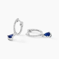 Histoire d'Or Créoles Or Blanc  Saphir Et Diamants