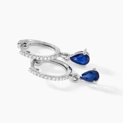 Histoire d'Or Créoles Or Blanc  Saphir Et Diamants