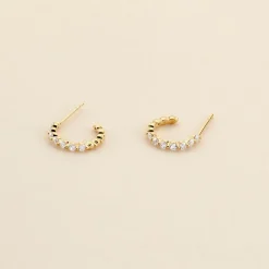 Histoire d'Or Créoles Or Jaune Chylan Oxydes De Zirconium