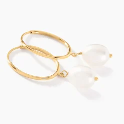 Histoire d'Or Créoles Or Jaune Perle De Culture