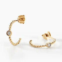 Histoire d'Or Créoles Pearly Effect Or Jaune Diamant