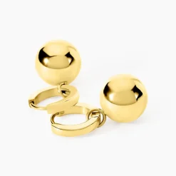 Histoire d'Or Créoles Perles Solaires Acier Jaune