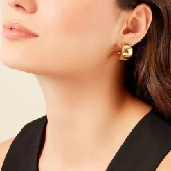 Histoire d'Or Créoles Perles Solaires Acier Jaune