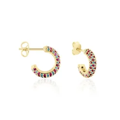 Histoire d'Or Créoles Plaqué Or Jaune Julitta Topazes Oxydes De Zirconium