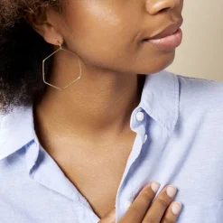 Histoire d'Or Créoles Roseane Hexagone Or Jaune