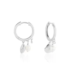 Histoire d'Or Créoles Shehla Argent Blanc Perle De Culture Oxyde De Zirconium