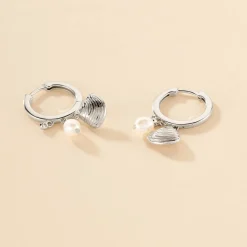 Histoire d'Or Créoles Shehla Argent Blanc Perle De Culture Oxyde De Zirconium