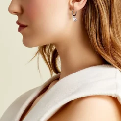 Histoire d'Or Créoles Shehla Argent Blanc Perle De Culture Oxyde De Zirconium