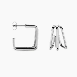 Histoire d'Or Créoles Stormie Acier Blanc