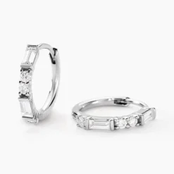 Histoire d'Or Créoles Taranis Or Blanc Diamant Synthétique