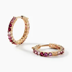 Histoire d'Or Créoles Zoelia Rondes Plaqué Or Jaune Pierres De Synthèse