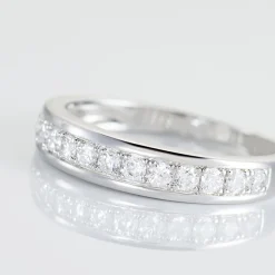 Histoire d'Or Demi Alliance Heket Argent Blanc Oxyde De Zirconium