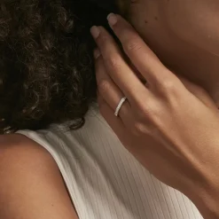 Histoire d'Or Demi Alliance Heket Argent Blanc Oxyde De Zirconium