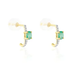 Demi Créoles Barrett Or Jaune Emeraude Diamant-Histoire d'Or Discount