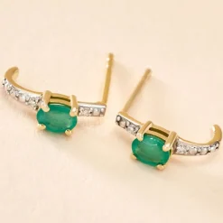 Demi Créoles Barrett Or Jaune Emeraude Diamant-Histoire d'Or Discount