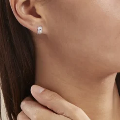 Histoire d'Or Demi Créoles Or Blanc Jacobea Oxyde De Zirconium