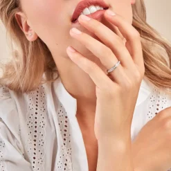 Histoire d'Or Demi-alliance Or Blanc  Valentine Diamant Synthetique