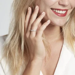 Histoire d'Or Demi-alliance Or Blanc  Valentine Diamant Synthetique