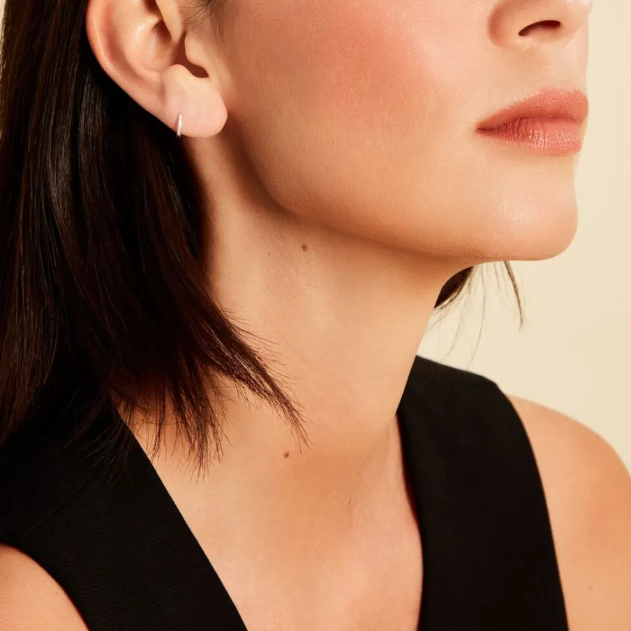 Histoire d'Or Mini Créoles Or Blanc Aryanna Diamants