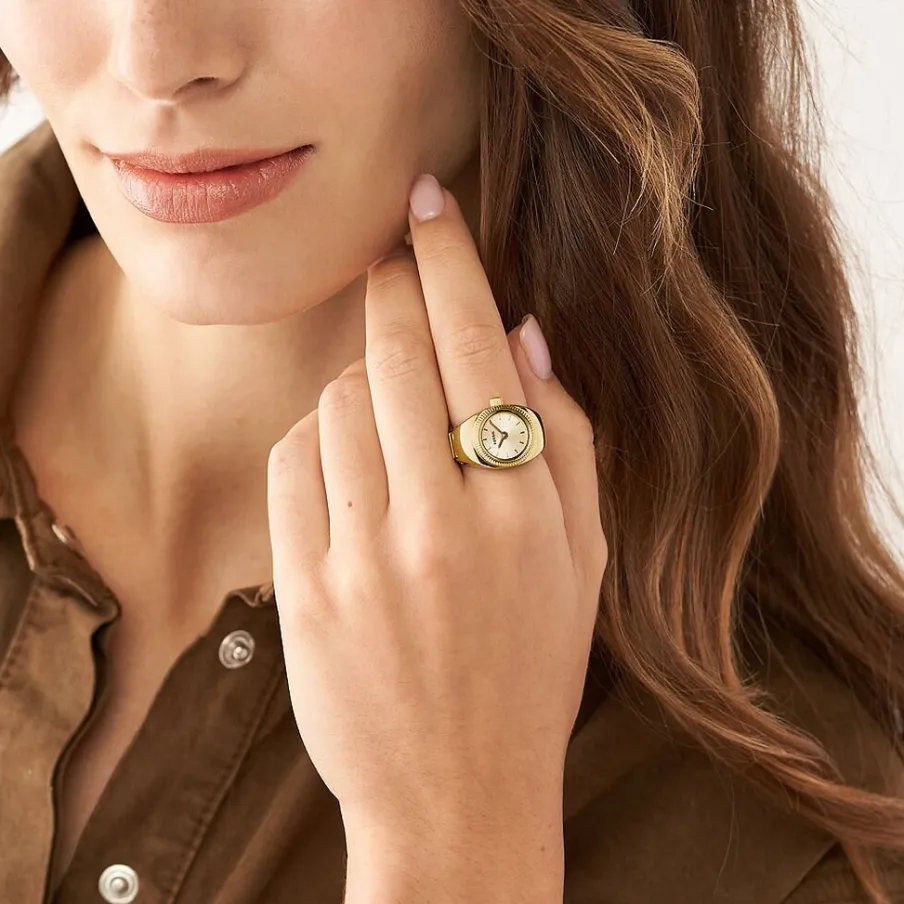 FOSSIL Montre Watch Ring Doré