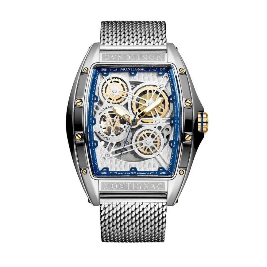 MONTIGNAC Montre Tonneau Auto Argenté