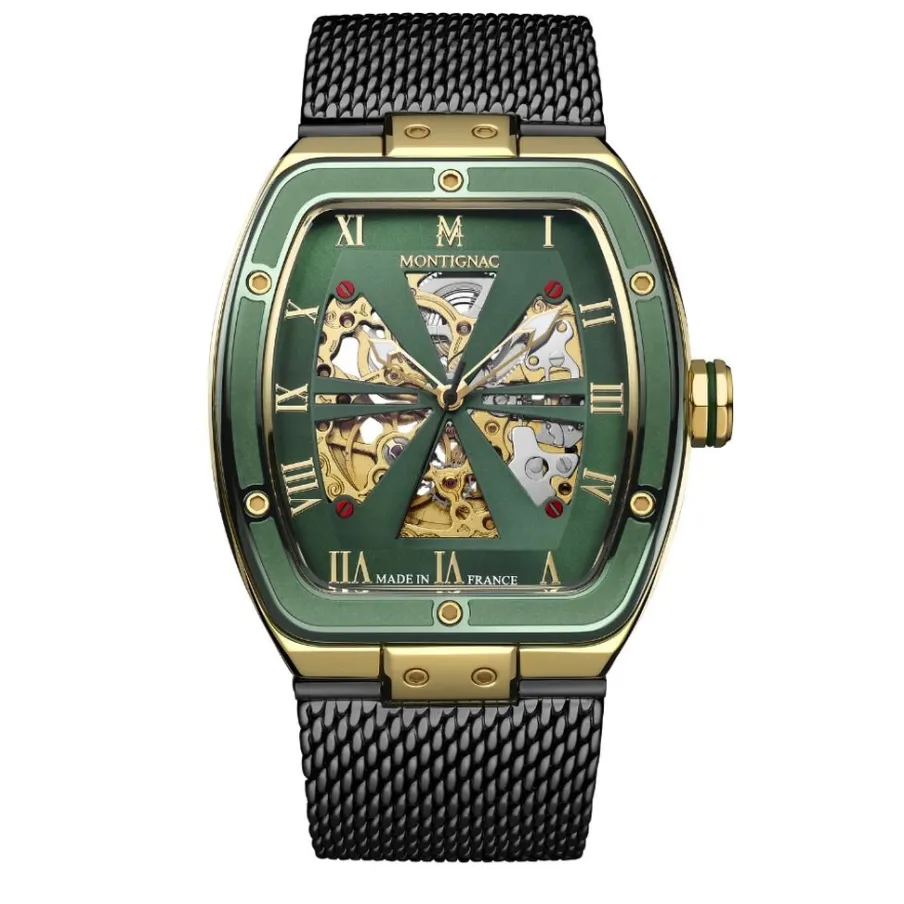 MONTIGNAC Montre Tonneau Automatique Vert