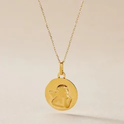 Pendentif Ange Rond Effet Diamante Or Jaune-Histoire d'Or Outlet