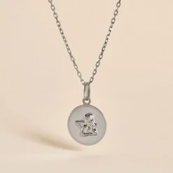 Histoire d'Or Pendentif Ange Rond Satine Or Blanc