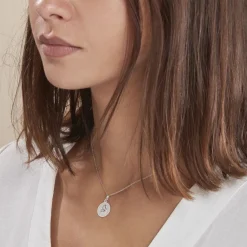 Histoire d'Or Pendentif Ange Rond Satine Or Blanc