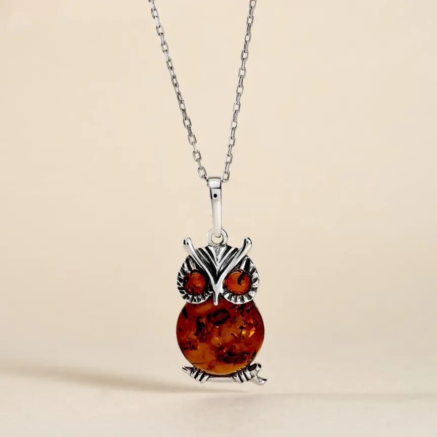 Pendentif Argent Blanc Benoite Ambre-Histoire d'Or New