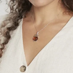 Pendentif Argent Blanc Benoite Ambre-Histoire d'Or New