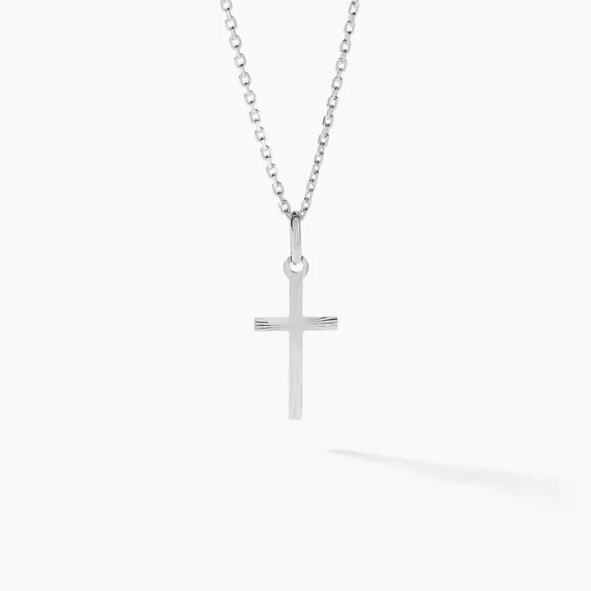 Pendentif Bathilde Croix Striee Or Blanc-Histoire d'Or Discount