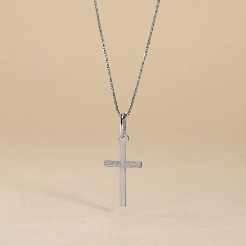 Pendentif Bathilde Croix Striee Or Blanc-Histoire d'Or Discount