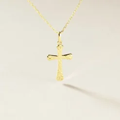 Histoire d'Or Pendentif Bathilde Croix Striee Or Jaune