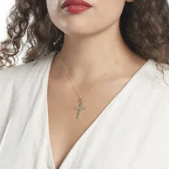 Histoire d'Or Pendentif Benny Croix Ciselee Or Bicolore