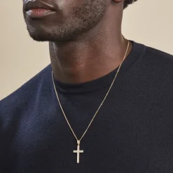 Histoire d'Or Pendentif Benny Croix Ciselee Or Bicolore