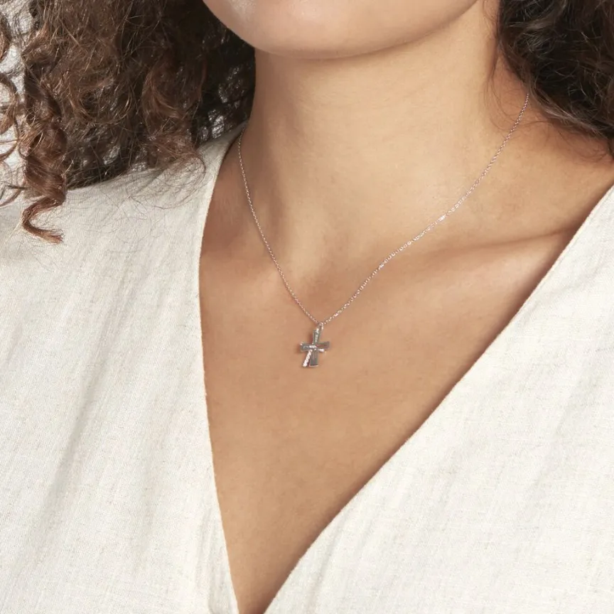 Pendentif Canice Croix Or Blanc Oxyde De Zirconium-Histoire d'Or Clearance