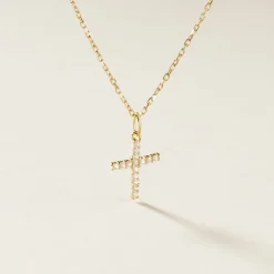 Histoire d'Or Pendentif Canice Croix Or Jaune Oxyde De Zirconium