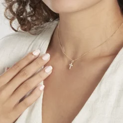 Histoire d'Or Pendentif Canice Croix Or Jaune Oxyde De Zirconium