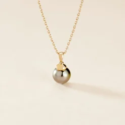 Pendentif Cerclee Or Jaune Perle De Culture De Tahiti-Histoire d'Or New