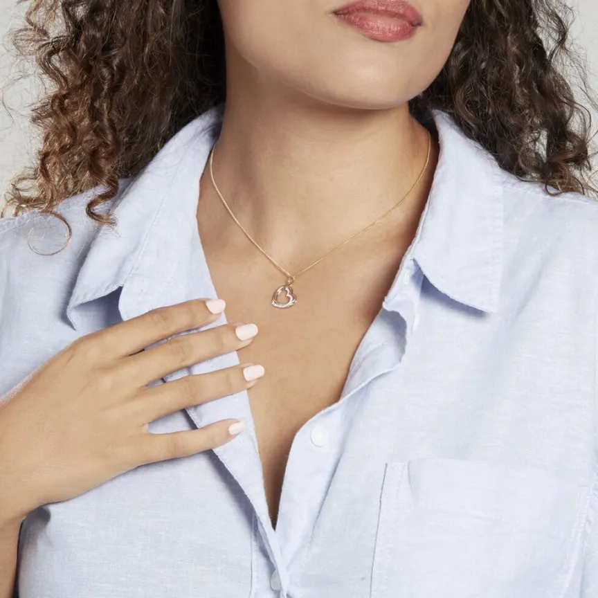 Pendentif Coeur Penche Double Or Tricolore Oxyde De Zirconium-Histoire d'Or Online